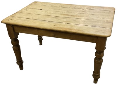 Lot 38 - A Victorian pine kitchen table with end drawer...