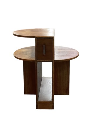 Lot 62 - An Art Deco style oak side table of stepped...