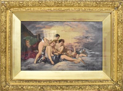 Lot 190 - A NIX; oil on canvas, nude females and cherubs,...