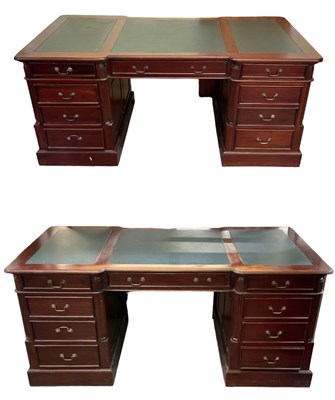 Lot 3 - A pair of reproduction partners' desks with...