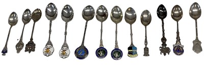 Lot 631 - Thirteen assorted hallmarked silver souvenir...