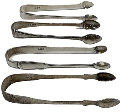 Lot 634 - Three pairs of Georgian hallmarked silver...