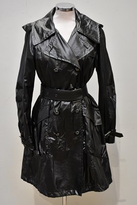 Lot 890 - BURBERRY; a dark grey metallic full length...