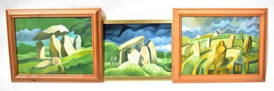 Lot 583 - COLIN FIFIELD (1940-2022); three acrylics on...