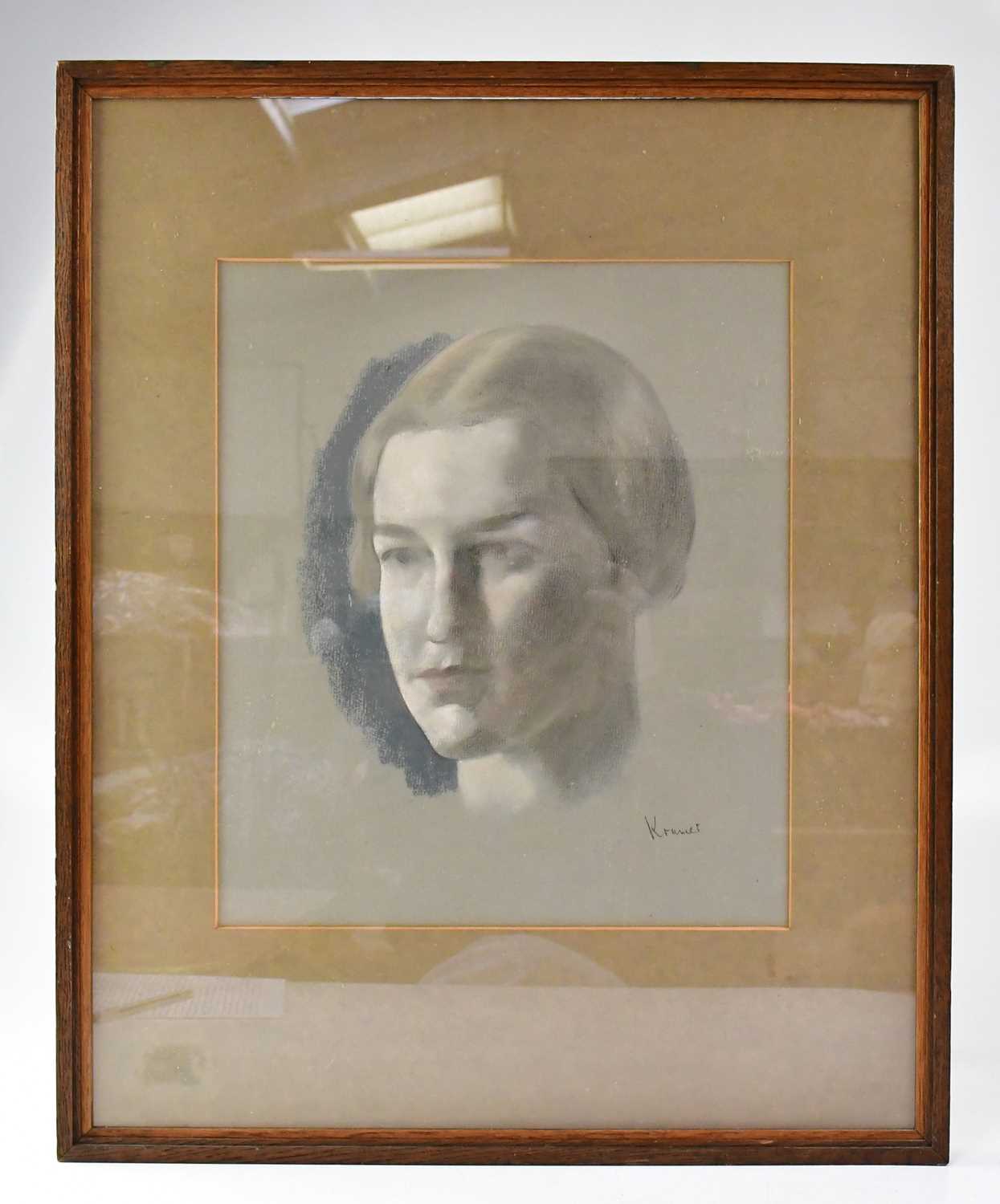 Lot 512 - JACOB KRAMER (1892-1962); pastel, portrait...