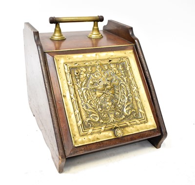 Lot 91 - A Victorian brass and mahogany coal scuttle,...