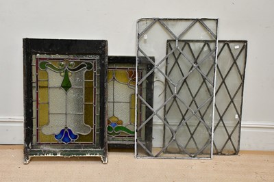 Lot 1275 - Four leaded glass panels, including two in...
