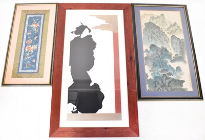 Lot 475 - A quantity of Japanese prints and framed silk...