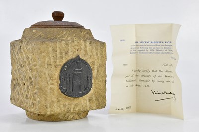 Lot 1412 - A Houses of Parliament tobacco jar made from...