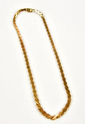 Lot 206 - An 18ct yellow gold flat link necklace, weight...