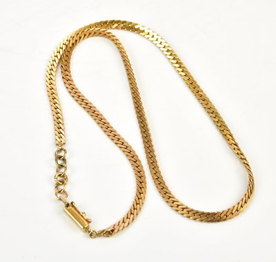 Lot 240 - A 9ct yellow gold flat link necklace, weight...