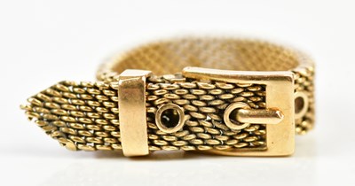 Lot 148 - An 18ct yellow gold adjustable mesh buckle...