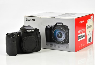 Lot 383 - CANON; a Canon 70D digital SLR camera, with...