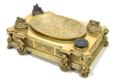 Lot 9 - A French 19th century gilt metal desk stand,...