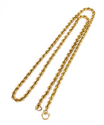 Lot 1327 - A 9ct yellow gold twist link necklace, length...