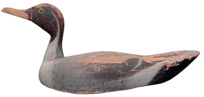 Lot 291 - A vintage painted wooden decoy duck, length 42cm.