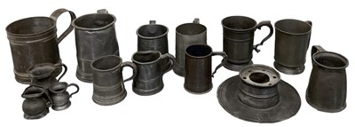 Lot 411 - Ten assorted 19th century and later pewter...