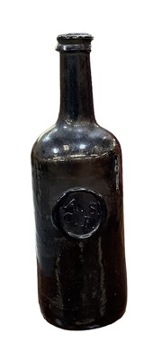 Lot 480 - An 18th century black glass sealed gin bottle...