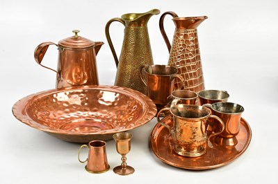 Lot 1571 - A collection of copper and brassware including...