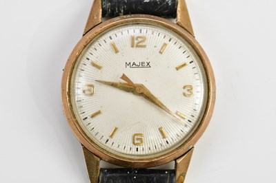 Lot 627 - MAJEX; a 9ct yellow gold cased wristwatch with...