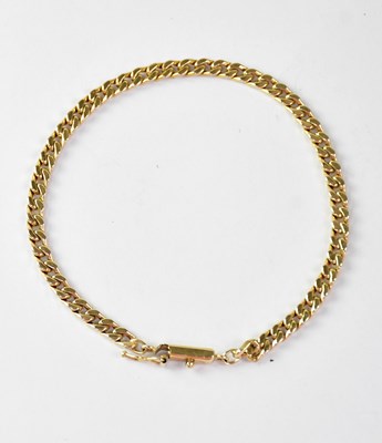 Lot 768 - A 9ct gold flat curb link bracelet with box...