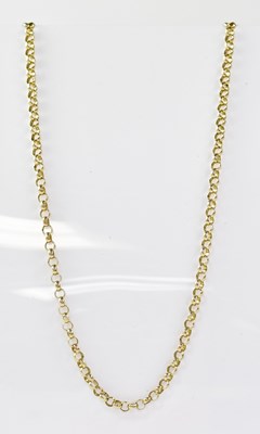 Lot 826 - A 9ct gold belcher link necklace with ring...