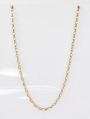 Lot 811 - A 9ct gold belcher link necklace with ring...