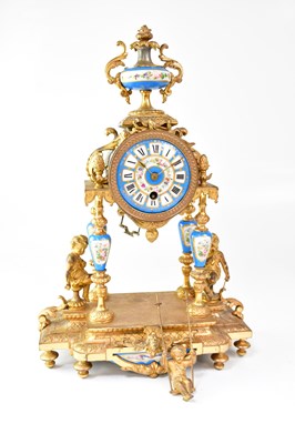 Lot 156 - A 19th century French gilt metal mantel clock,...