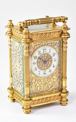 Lot 161 - A 19th century brass carriage clock with...