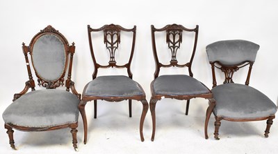 Lot 69 - A pair of Edwardian mahogany dining chairs, a...