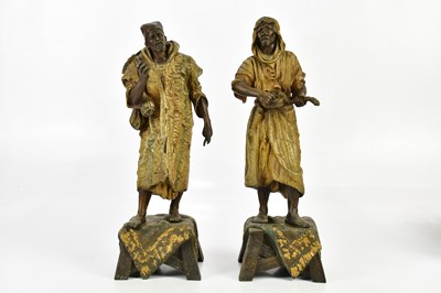 Lot 1591 - A pair of 19th century coal painted spelter...