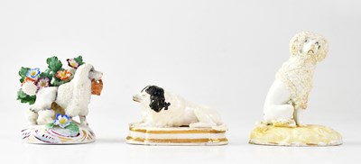 Lot 307 - A Chelsea porcelain model of a poodle with a...