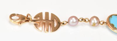 Lot 1131 - MIMI; an 18ct rose gold turquoise and pearl...