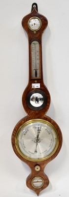 Lot 138 - A 19th century mahogany banjo barometer, the...