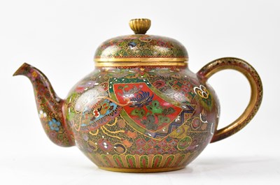 Lot 178 - A cloisonné teapot decorated with various...