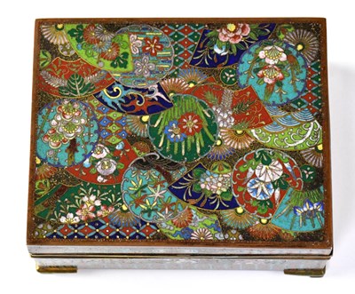 Lot 188 - A Japanese cloisonné cigarette box decorated...