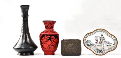 Lot 143 - Four Oriental items to include an enamelled...