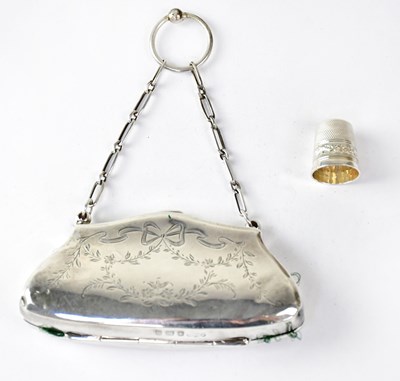 Lot 702 - A George V hallmarked silver purse with...