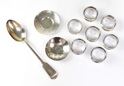 Lot 696 - A small collection of silver items comprising...