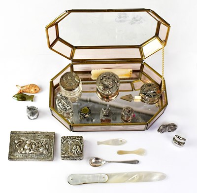 Lot 699 - A collection of silver, plated and pewter...