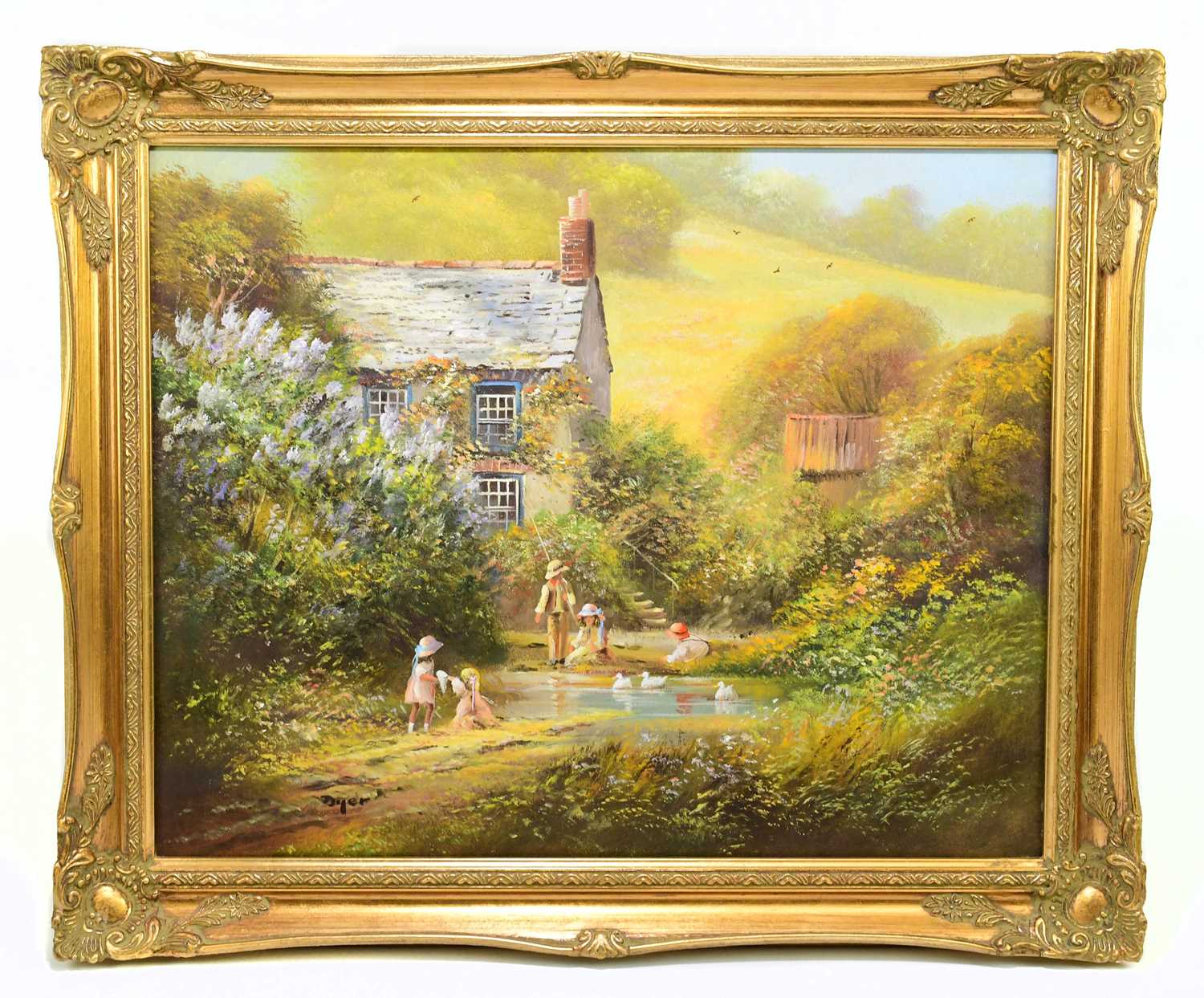Lot 1692 - TED DYER (born 1940); oil on canvas, children...