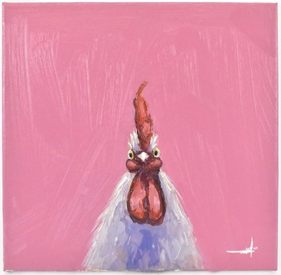 Lot 171 - VIVEK MANDALIA; oil on canvas, 'White Rooster...