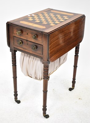 Lot 19 - A 19th century mahogany Pembroke games/sewing...