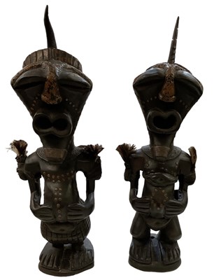 Lot 547 - A pair of African Songye warrior figures, both...