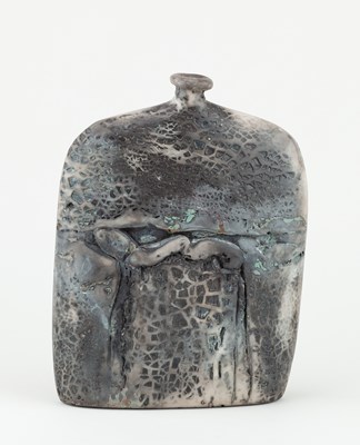 Lot 513 - PETER HAYES (born 1946); a raku bottle with...