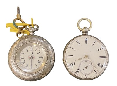 Lot 934 - A hallmarked silver cased fob watch, the white...