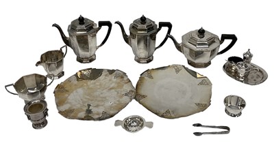 Lot 599 - MAPPIN & WEBB; a five piece silver plated tea...