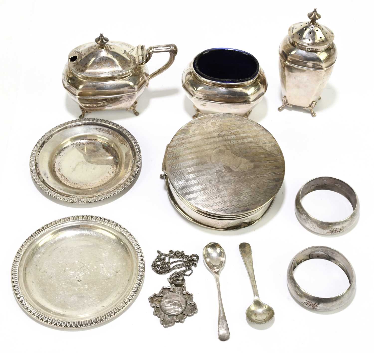 Lot 2483 - An Edward VII hallmarked silver three piece...