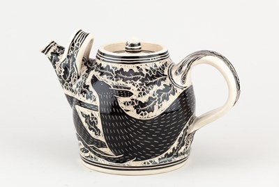 Lot 597 - SIMON OLLEY (born 1961); an earthenware teapot...