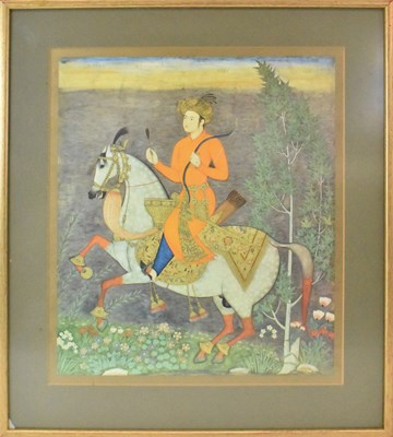 Lot 186 - A Persian print of figure on horseback, 37.5 x...